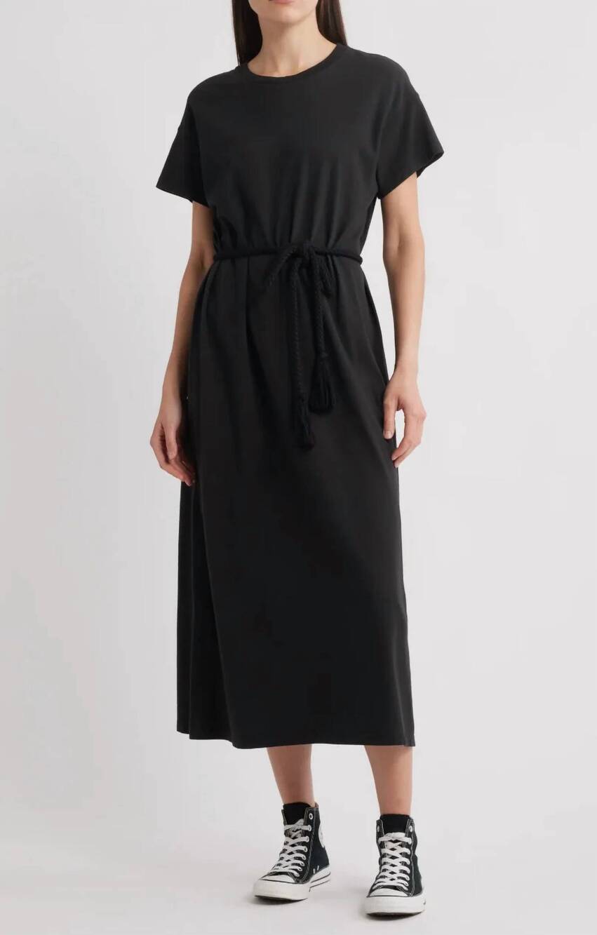 NEW THE GREAT. the square tee dress in black